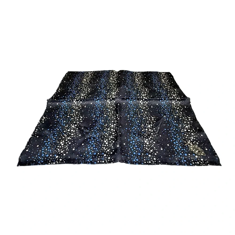 Bijan 100% Silk Pocket Square | Galaxy Pattern | Designer Crest | 13" x 13” - Picture 6 of 9